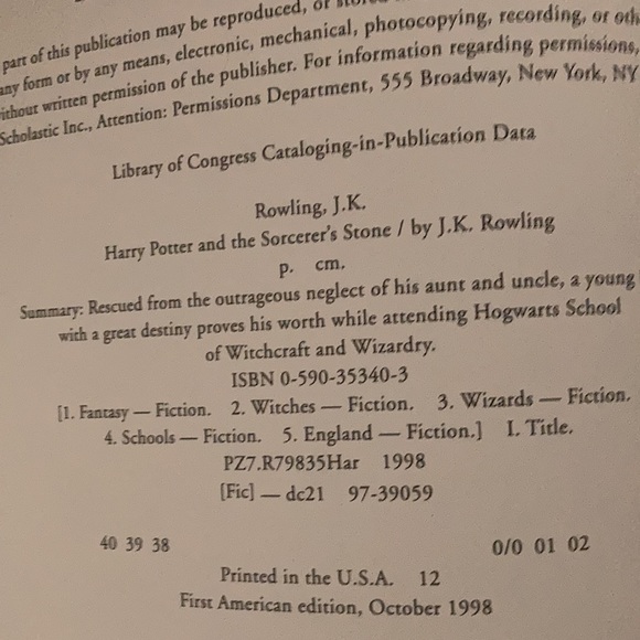 📕Harry Potter and The Sorcerers Stone JK Rowling 1st First Edition Hardcover - Picture 5 of 8
